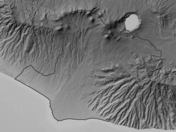 Сонсонат Департамент Сальвадора Карта Высот Оттенках Серого Озерами Реками — стоковое фото