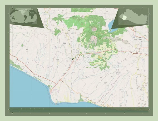 Sonsonate Departamento Salvador Abrir Mapa Rua Mapa Localização Auxiliar Canto — Fotografia de Stock