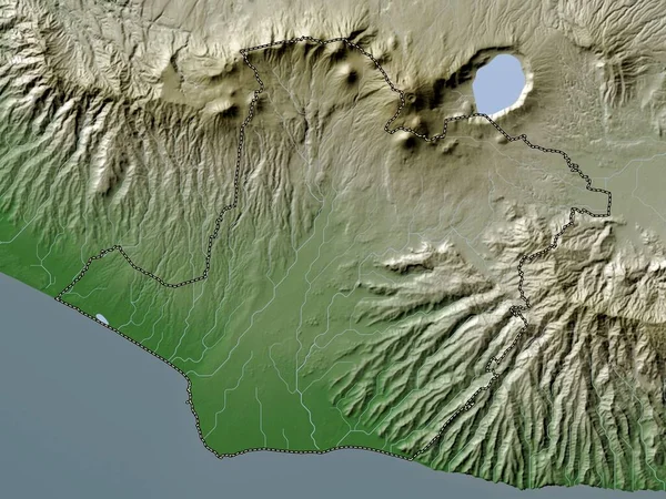 Sonsonate 萨尔瓦多省 带有湖泊和河流的Wiki风格的高程图 — 图库照片