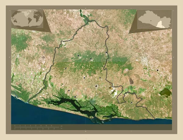 Usulutan Dipartimento Salvador Mappa Satellitare Alta Risoluzione Località Delle Principali — Foto Stock
