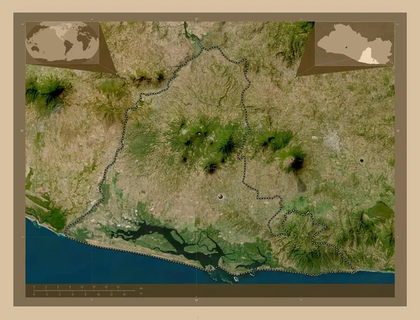エルサルバドルのウスルタン 低解像度衛星地図 コーナー補助位置図 — ストック写真