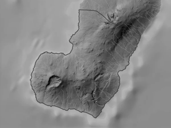 Bioko Sur Prowincja Gwinea Równikowa Mapa Wzniesień Skali Szarości Jeziorami — Zdjęcie stockowe