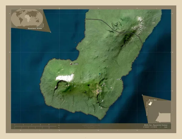 Bioko Sur Province Guinée Équatoriale Carte Satellite Haute Résolution Emplacements — Photo