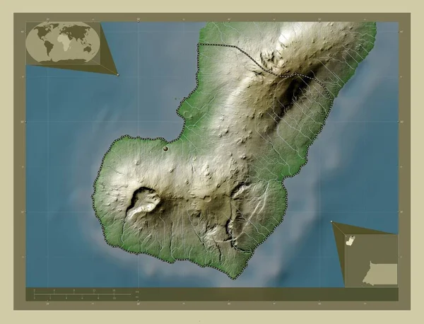 Bioko Sur Província Guiné Equatorial Mapa Elevação Colorido Estilo Wiki — Fotografia de Stock