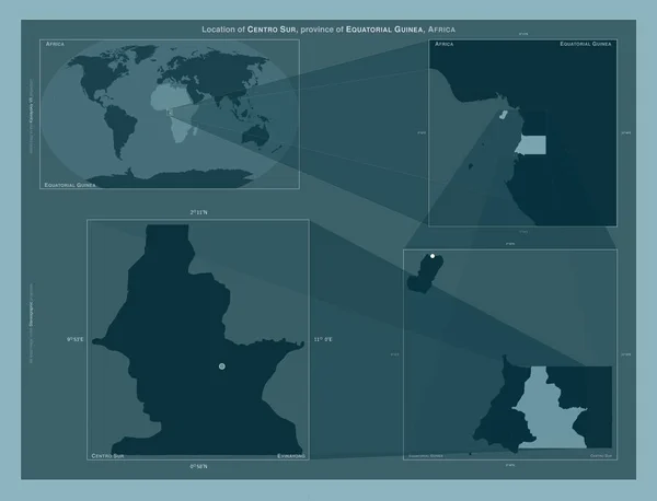 Centro Sur Prowincja Gwinea Równikowa Schemat Przedstawiający Położenie Regionu Mapach — Zdjęcie stockowe