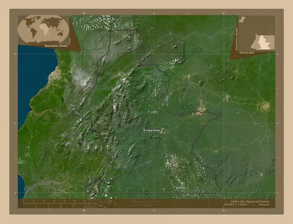 Centro Sur Province Equatorial Guinea Low Resolution Satellite Map Locations — Stock Photo, Image