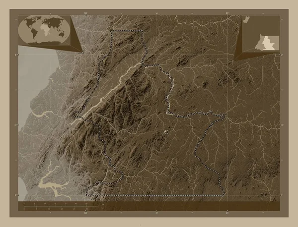 Centro Sur Επαρχία Της Ισημερινής Γουινέας Υψόμετρο Χάρτη Χρωματισμένο Τόνους — Φωτογραφία Αρχείου
