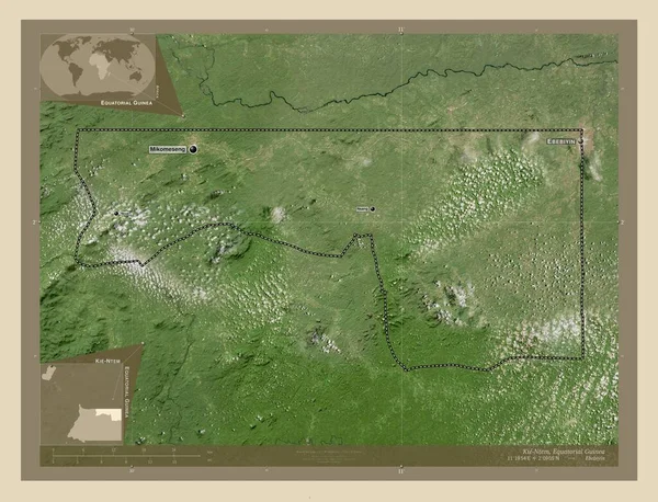 Kie Ntem Província Guiné Equatorial Mapa Satélite Alta Resolução Locais — Fotografia de Stock