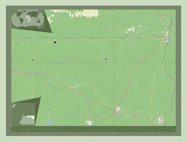 キエネム 赤道ギニアの州 ストリートマップを開く 地域の主要都市の場所 コーナー補助位置図 — ストック写真