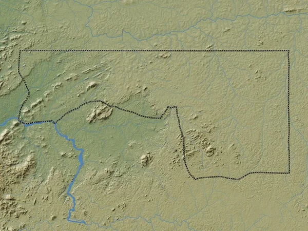 Kie Ntem Province Equatorial Guinea Colored Elevation Map Lakes Rivers — Stock Photo, Image