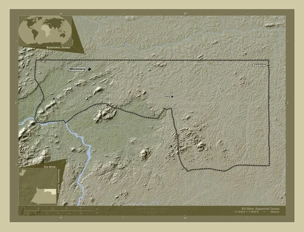 Kie Ntem Provincie Rovníková Guinea Zdvihová Mapa Zbarvená Stylu Wiki — Stock fotografie