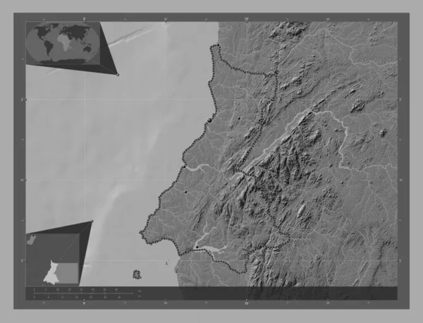 Litoral Επαρχία Της Ισημερινής Γουινέας Bilevel Υψομετρικός Χάρτης Λίμνες Και — Φωτογραφία Αρχείου