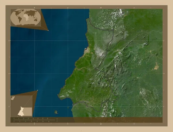 Litoral Província Guiné Equatorial Mapa Satélite Baixa Resolução Mapa Localização — Fotografia de Stock