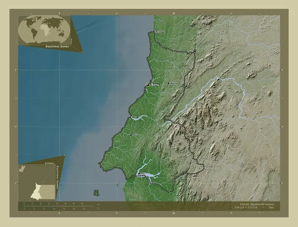 Bokstavligt Talat Provinsen Ekvatorialguinea Höjd Karta Färgad Wiki Stil Med — Stockfoto