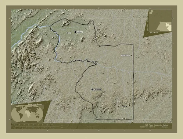 Wele Nzas Επαρχία Της Ισημερινής Γουινέας Υψόμετρο Χάρτη Χρωματισμένο Στυλ — Φωτογραφία Αρχείου