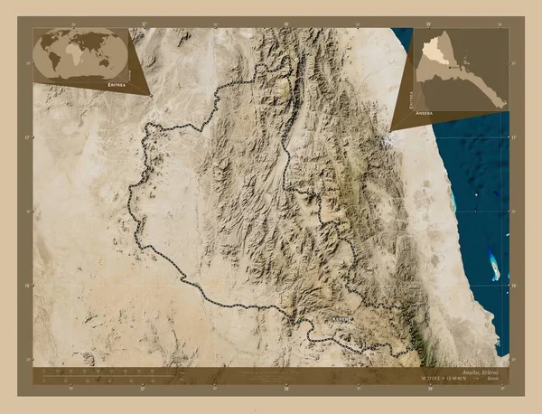 Anseba Región Eritrea Mapa Satelital Baja Resolución Ubicaciones Nombres Las —  Fotos de Stock