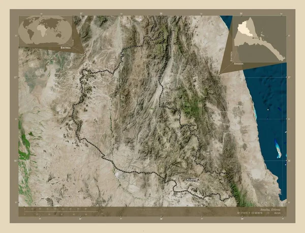 Ансеба Регіон Еритреї Супутникова Карта Високої Роздільної Здатності Місця Розташування — стокове фото