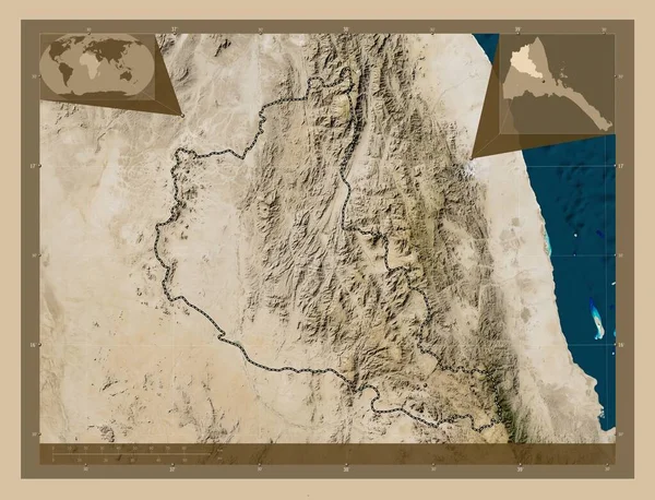 Ансеба Регион Эритреи Карта Спутника Низкого Разрешения Вспомогательные Карты Расположения — стоковое фото