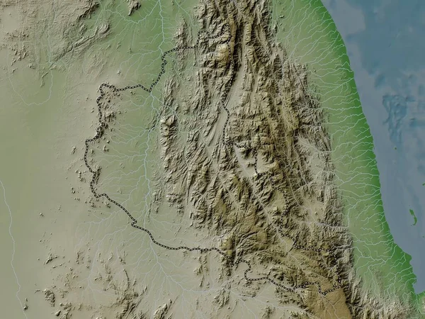 Anseba Región Eritrea Mapa Elevación Coloreado Estilo Wiki Con Lagos — Foto de Stock