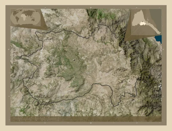 Debub Region Eritrea High Resolution Satellite Map Corner Auxiliary Location — Stock Photo, Image