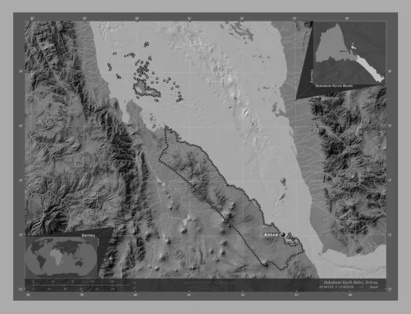 Debubawi Keyih Bahri Район Еритреї Білевелівська Карта Висот Озерами Річками — стокове фото