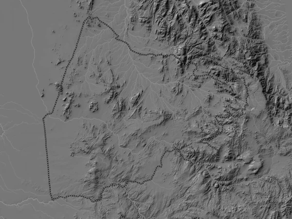 Gash Barka Región Eritrea Mapa Elevación Bilevel Con Lagos Ríos — Foto de Stock