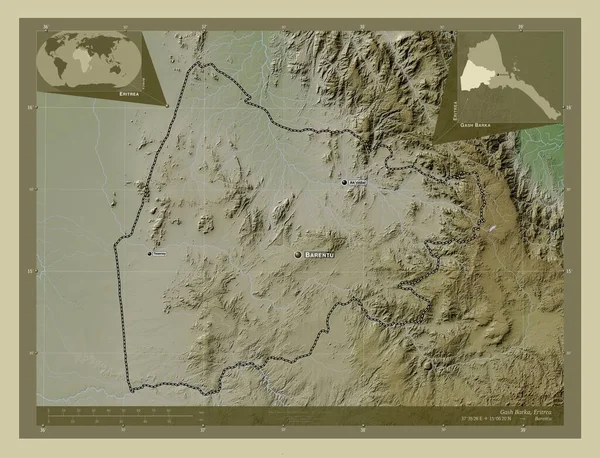 Gash Barka Region Eritrea Elevation Map Colored Wiki Style Lakes — Stock Photo, Image