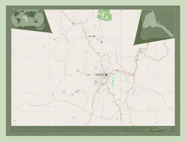 Maekel Región Eritrea Open Street Map Ubicaciones Nombres Las Principales —  Fotos de Stock