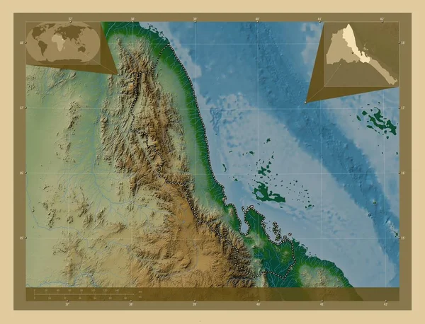 Semenawi Keyih Bahri Region Eritrea Colored Elevation Map Lakes Rivers — Stock Photo, Image