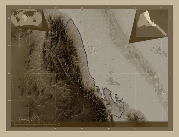 Semenawi Keyih Bahri Περιοχή Της Ερυθραίας Υψόμετρο Χάρτη Χρωματισμένο Τόνους — Φωτογραφία Αρχείου