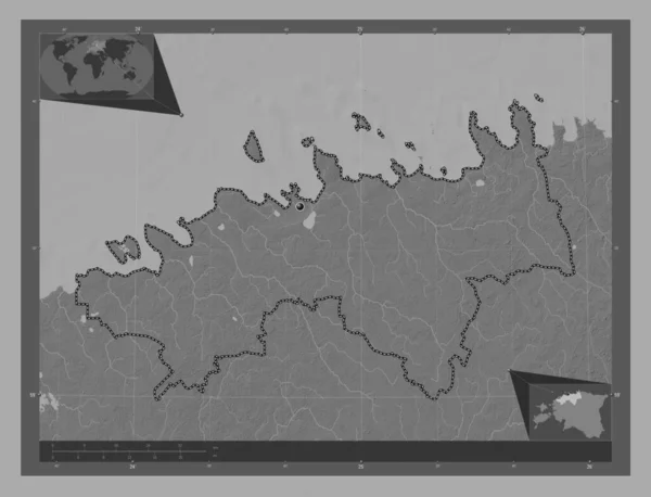 Черногория 2006 Карта Рельефа Билевела Озерами Реками Вспомогательные Карты Расположения — стоковое фото