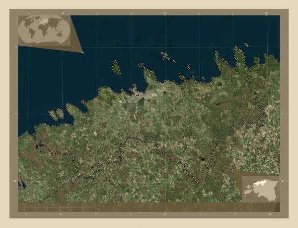 Χάρτζου Επαρχία Της Εσθονίας Υψηλής Ανάλυσης Δορυφορικός Χάρτης Γωνιακοί Χάρτες — Φωτογραφία Αρχείου
