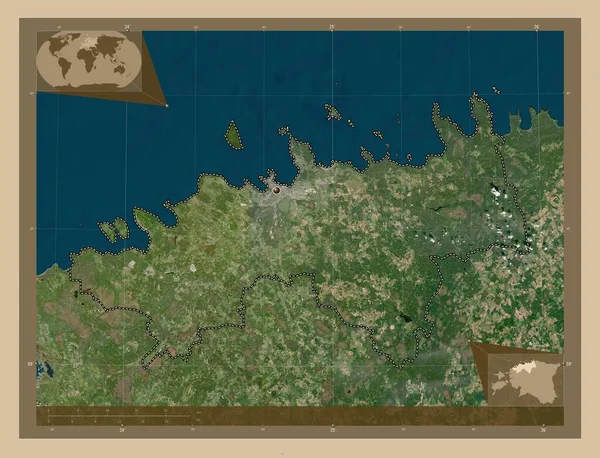 Harju County Estonia Low Resolution Satellite Map Corner Auxiliary Location — Stock Photo, Image