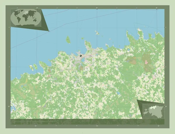 Harju Condado Estónia Abrir Mapa Rua Mapa Localização Auxiliar Canto — Fotografia de Stock