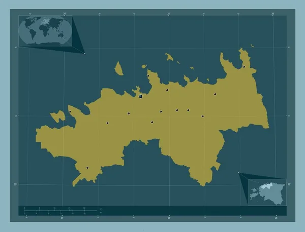 哈尔滨 爱沙尼亚县 固体的颜色形状 该区域主要城市的所在地点 角辅助位置图 — 图库照片