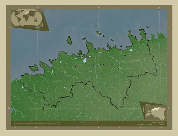 Harju Okres Estonsko Zdvihová Mapa Zbarvená Stylu Wiki Jezery Řekami — Stock fotografie