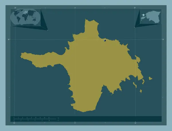 エストニアのHiiu郡 しっかりした色の形 コーナー補助位置図 — ストック写真