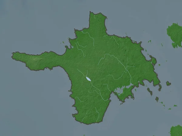 Hiiu Estonya Eyaleti Yükseklik Haritası Göller Nehirlerle Wiki Stilinde Renklendirilmiştir — Stok fotoğraf