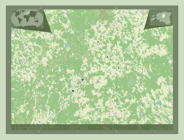 Jarva Condado Estónia Abrir Mapa Rua Locais Das Principais Cidades — Fotografia de Stock