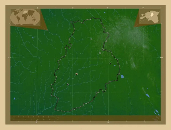 Jarva Comté Estonie Carte Altitude Colorée Avec Lacs Rivières Emplacements — Photo