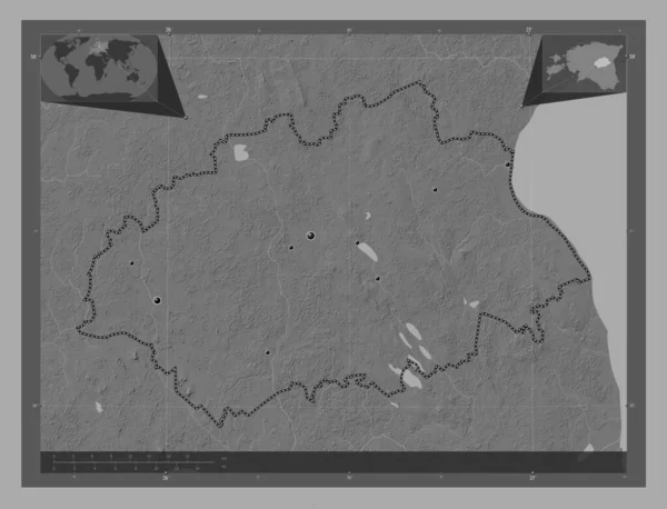Jogeva Επαρχία Της Εσθονίας Bilevel Υψομετρικός Χάρτης Λίμνες Και Ποτάμια — Φωτογραφία Αρχείου