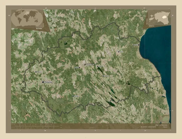 Jogeva Kreis Estland Hochauflösende Satellitenkarte Orte Und Namen Der Wichtigsten — Stockfoto
