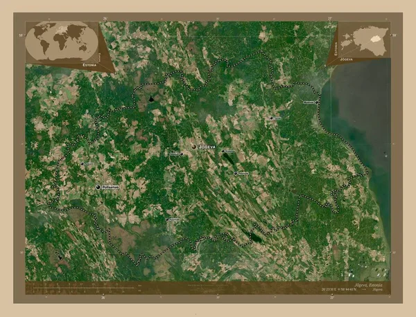 Jogeva Provincie Estland Lage Resolutie Satellietkaart Locaties Namen Van Grote — Stockfoto