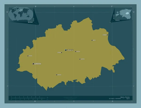 Jogeva Condado Estonia Forma Color Sólido Ubicaciones Nombres Las Principales —  Fotos de Stock