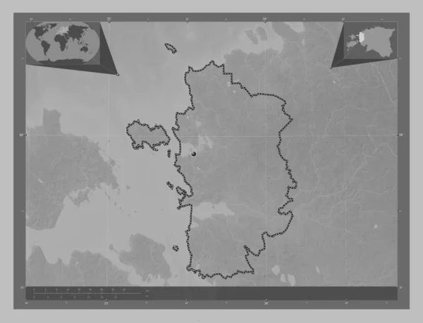 Laane Provincie Estland Grayscale Hoogte Kaart Met Meren Rivieren Hulplocatiekaarten — Stockfoto