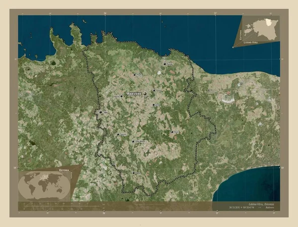 Laane Viru Provincie Estland Satellietkaart Met Hoge Resolutie Locaties Namen — Stockfoto