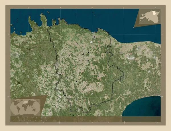 Laane Viru 爱沙尼亚县 高分辨率卫星地图 该区域主要城市的所在地点 角辅助位置图 — 图库照片