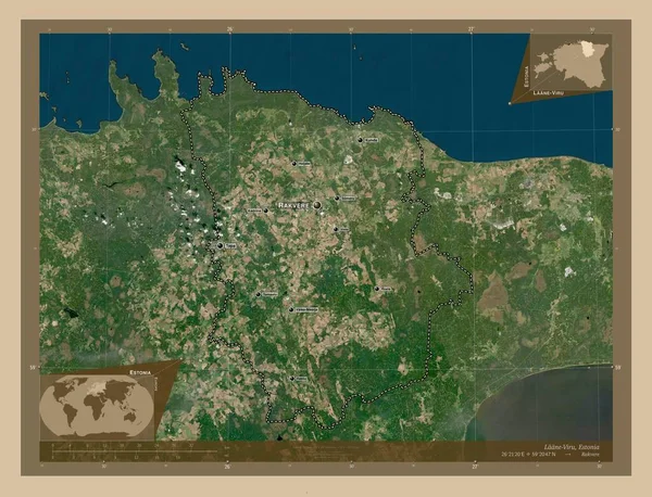 Laane Viru Επαρχία Της Εσθονίας Δορυφορικός Χάρτης Χαμηλής Ανάλυσης Τοποθεσίες — Φωτογραφία Αρχείου