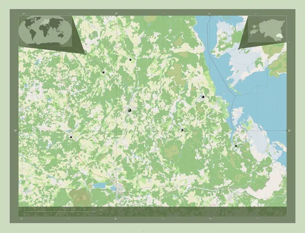 Полва Округ Естонії Відкрита Карта Вулиць Розташування Великих Міст Регіону — стокове фото
