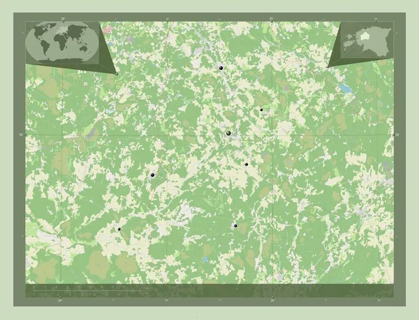 Rapla Contea Estonia Mappa Stradale Aperta Località Delle Principali Città — Foto Stock
